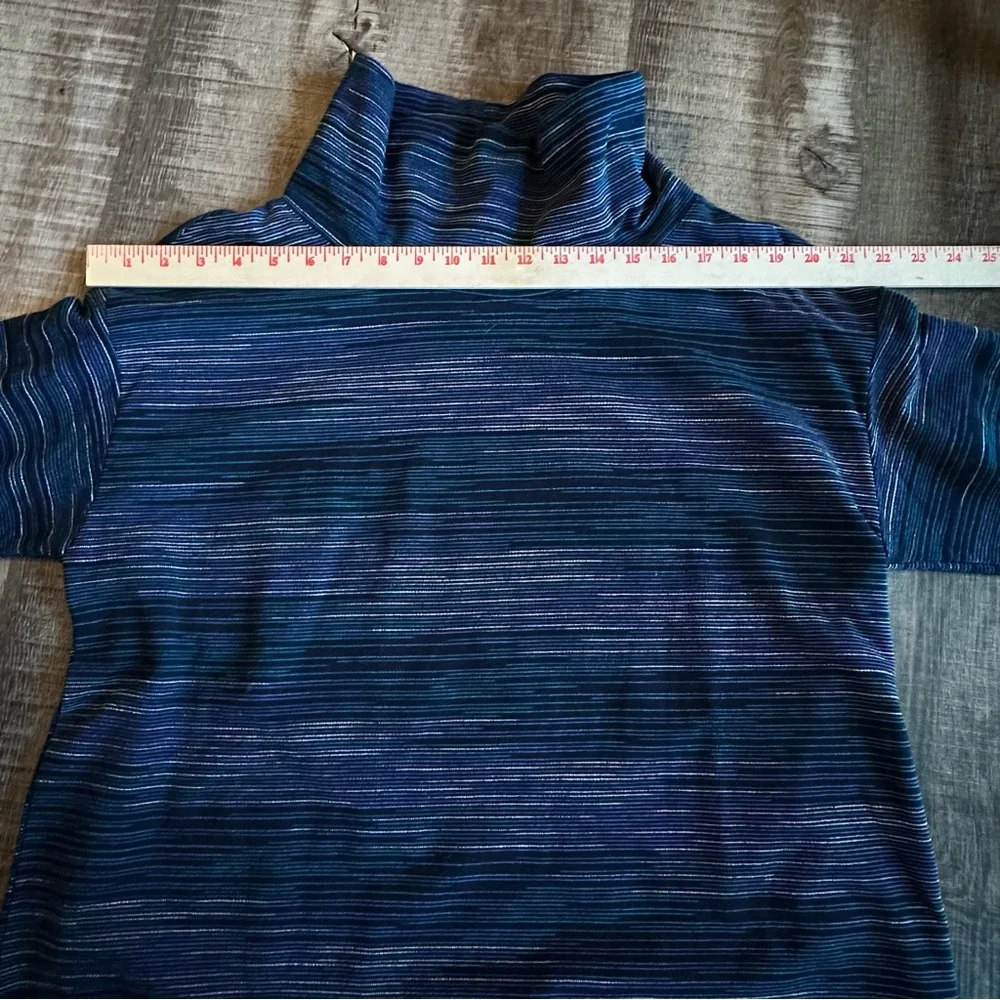 NWT T by Talbots Tunic Top in 1XP Blue Print Cowl Neck Long‎ Sleeve Textured
